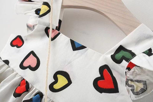 Baby Girl Summer New Printed Dress Cartoon Backpack Skirt Two-piece Set